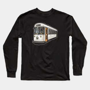 Lisbon Vintage Streetcar Illustration: Nostalgic City Transport Long Sleeve T-Shirt